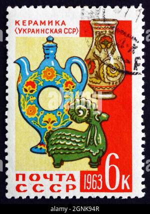 RUSSIA - CIRCA 1963: a stamp printed in Russia shows Pottery, Ukraine, National Handicrafts, circa 1963 Stock Photo
