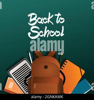 back to school vector illustration with many tool of study Stock Vector