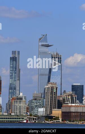 CITY CRUSH: A view across the river from the Jersey city waterfront offers up a beautifully scenic look at the New York cityscape. Stock Photo