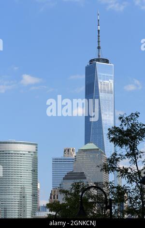 CITY CRUSH: A view across the river from the Jersey city waterfront offers up a beautifully scenic look at the New York cityscape. Stock Photo