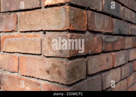 Abstract Close Up Of A Red Brickwork Building Or House Corner With Texture And No People Stock Photo