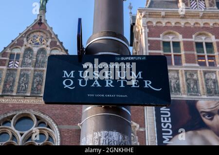 Billboard Welcome To The Museum Quarter At Amsterdam The Netherlands 2020 Stock Photo