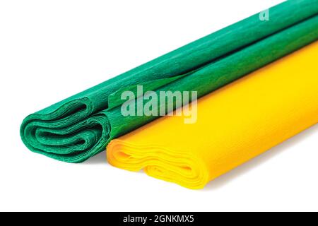 Rolls of colorful wrapping paper for bouquets and gifts isolated on white Stock Photo