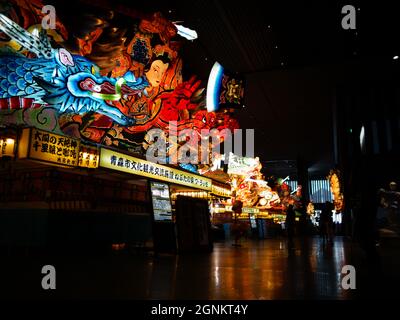 Aomori, Japan - Jul 22 2015: Aomori Nebuta Matsuri big colorful paper lantern float Stock Photo