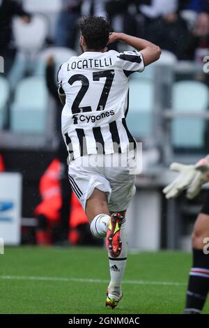 Manuel Locatelli of Juventus Fc   the Serie A match between Juventus Fc and Uc Sampdoria at Allianz Stadium on September  26, 2021 in Turin, Italy. Stock Photo