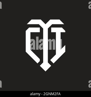 CK logo with shield white orange shape design template isolated on black background Stock Vector