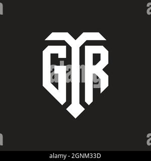 GZ logo with shield white orange shape design template isolated on black background Stock Vector