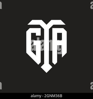 GG logo with shield white orange shape design template isolated on black background Stock Vector