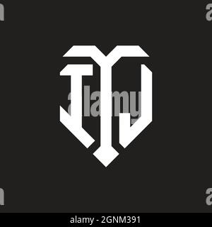 IU logo with shield white orange shape design template isolated on black background Stock Vector