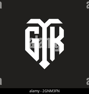 GQ logo with shield white orange shape design template isolated on black background Stock Vector