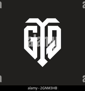 GY logo with shield white orange shape design template isolated on black background Stock Vector