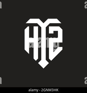 IH logo with shield white orange shape design template isolated on black background Stock Vector