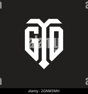 GW logo with shield white orange shape design template isolated on black background Stock Vector