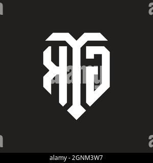 KQ logo with shield white orange shape design template isolated on black background Stock Vector