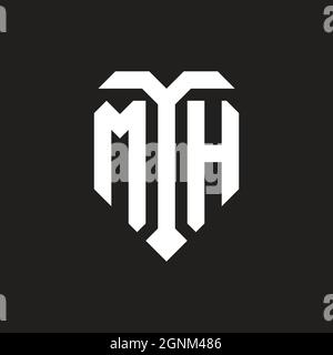 MU logo with shield white orange shape design template isolated on black background Stock Vector