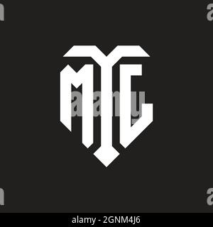 MX logo with shield white orange shape design template isolated on black background Stock Vector