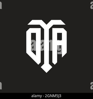 OO logo with shield white orange shape design template isolated on black background Stock Vector