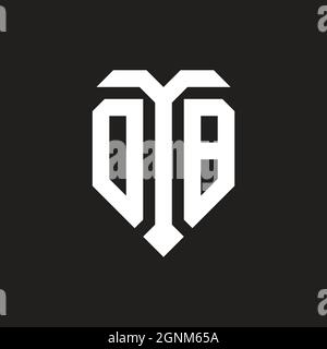 OP logo with shield white orange shape design template isolated on black background Stock Vector