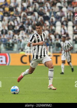 Allianz Stadium, Turin, Italy, September 26, 2021, Alvaro Morata (Juventus FC)  during  Juventus FC vs UC Sampdoria - Italian football Serie A match Stock Photo