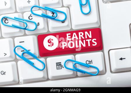 Writing displaying text Earn Points. Word for collecting scores in order qualify to win big prize Posting New Social Media Content, Abstract Creating Stock Photo