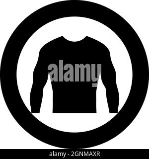 Rashguard Long sleeves top icon in circle round black color vector illustration solid outline style simple image Stock Vector