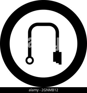 Branch pipe icon in circle round black color vector illustration solid outline style simple image Stock Vector