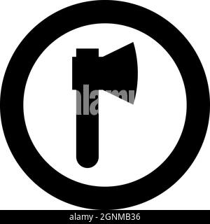 Ax Axe icon in circle round black color vector illustration solid ...