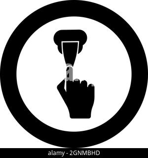Wall putties Fix putty knife using spatula in hand arm Spackling instrument for caulk stucco icon in circle round black color vector illustration Stock Vector