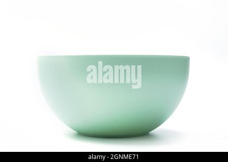 Empty light green bowl isolated on white background with clipping path included Stock Photo
