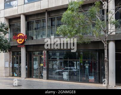 VALENCIA, SPAIN - SEPTEMBER 25, 2021: Hard Rock Cafe is a chain of theme restaurants founded in 1971 Stock Photo