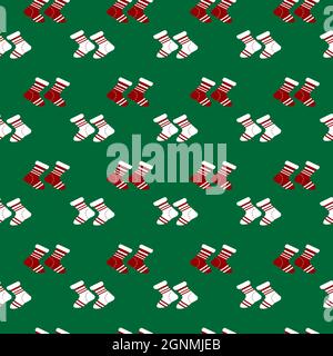 Pattern with multi-colored socks. Christmas vector s illustration. Stock Vector