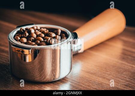 Metal tamper with metal handle on white background isolated. Barista Kit. Barman  tool for pressing down ground coffee, a tamper for a coffee machine Stock  Photo - Alamy