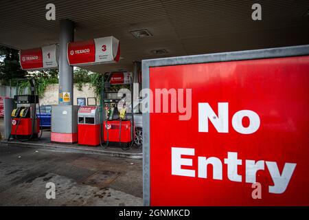 petrol forecourts have closed due to fuel shortages in London , United Kingdom Stock Photo