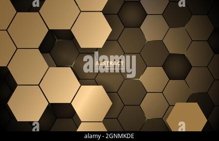 Abstract 3d hexagonal gold luxury vector background. Stock Vector