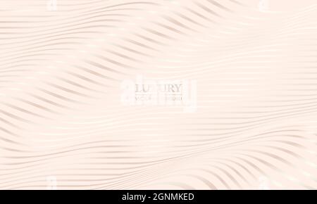 Cream shade elegant luxury background with white gold wavy lines. 3d modern realistic luxury rose gold pattern. Vector illustration Stock Vector