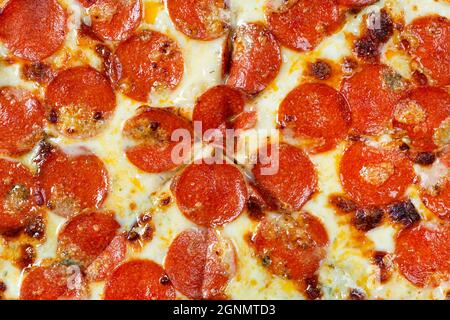 Close up view on Tasty paperoni pizza. Top view on paperoni pizza. Concept for italian food, street food, fast food, quick bite Stock Photo