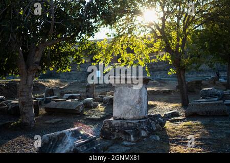 Bergama, Izmir, Turkey. 26th Sep, 2021. Asklepion is an ancient healing complex located at the base of the Pergamon acropolis in Turkey built in honour of Asklepios, god of healing. (Credit Image: © Uygar Ozel/ZUMA Press Wire) Stock Photo