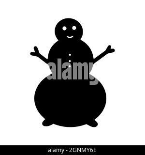 Black Snowman Icon Simple style Vector illustration isolated on white background. Winter outdoor kids activity Funny snow man Merry Christmas New Year Stock Vector