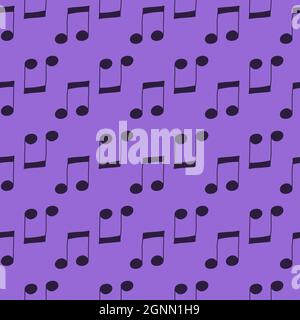 Lilac seamless pattern music notes on purple, vector illustration for textiles and wrapping paper Stock Vector