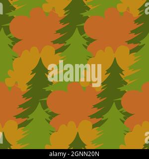 Autumn forest seamless pattern, dense forest of autumn trees, vector illustration Stock Vector