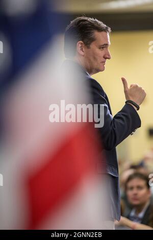 Senator Ted Cruz of Texas, addresses the South Carolina Tea Party Coalition convention on January 18, 2015 in Myrtle Beach, South Carolina. A variety of conservative presidential hopefuls spoke at the gathering on the third day of a three day event. Stock Photo