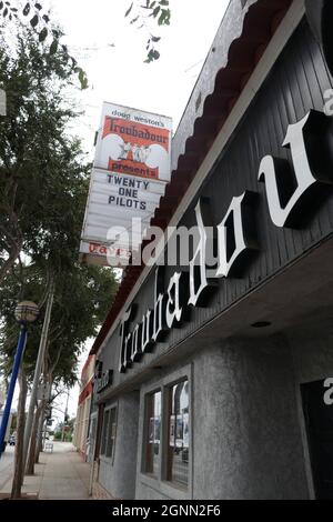 West Hollywood, California, USA 26th September 2021 Twenty One Pilots Marquee for Takeover Tour Concert at The Troubadour on September 28, 2021, Night 1 of 4 LA Shows this week, at The Troubadour on September 26, 2021 in West Hollywood, California USA. Photo by Barry King/Alamy Stock Photo Stock Photo