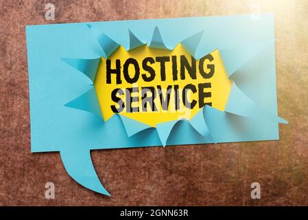 Conceptual display Hosting Service. Business approach provides services for the website to be seen in the Internet Abstract Discovering New Life Stock Photo