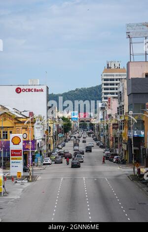 Seremban, Malaysia - 26th September 2021 : Busy street in Seremban town, the capital city of Negeri Sembilan Stock Photo