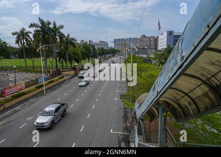 Seremban, Malaysia - 26th September 2021 : Busy street in Seremban town, the capital city of Negeri Sembilan Stock Photo