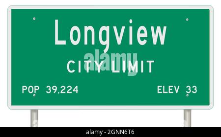 Rendering of a green Washington state highway sign with city information Stock Photo