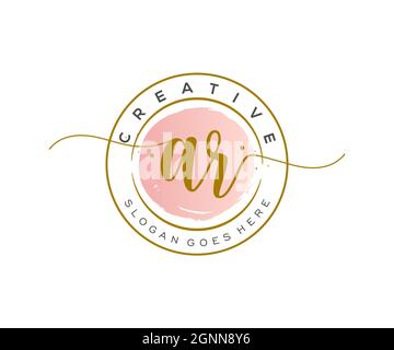 AR Feminine logo beauty monogram and elegant logo design, handwriting logo of initial signature, wedding, fashion, floral and botanical with creative Stock Vector