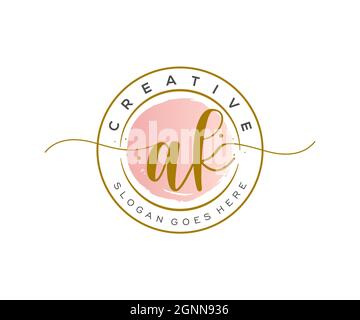 AK Feminine logo beauty monogram and elegant logo design, handwriting logo of initial signature, wedding, fashion, floral and botanical with creative Stock Vector