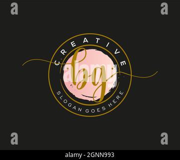BG Feminine logo beauty monogram and elegant logo design, handwriting logo of initial signature, wedding, fashion, floral and botanical with creative Stock Vector