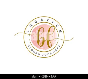 BF Feminine logo beauty monogram and elegant logo design, handwriting logo of initial signature, wedding, fashion, floral and botanical with creative Stock Vector